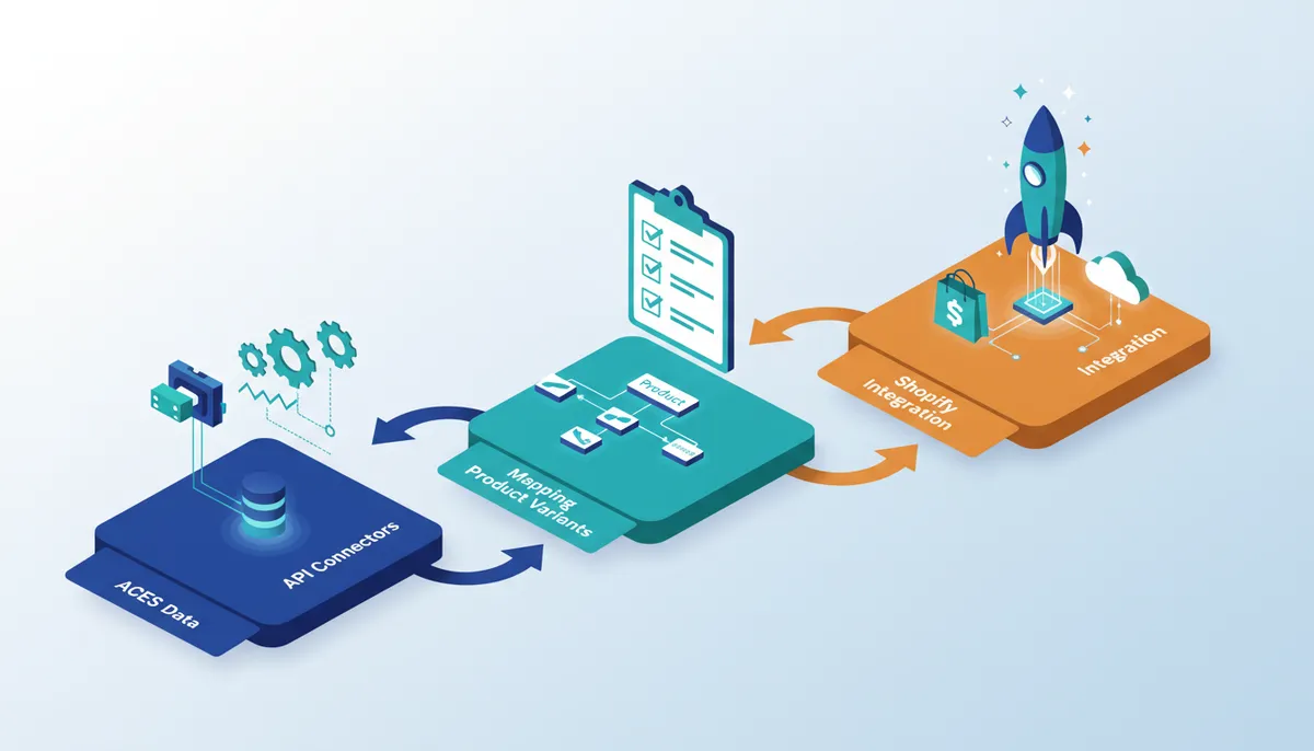 Conceptual illustration for Integrating Custom Fitment Platforms with Shopify and Sales Channels
