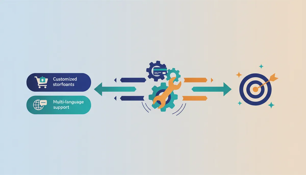Conceptual illustration for Deploying Customized Storefronts with Integrated Payment and Language Support
